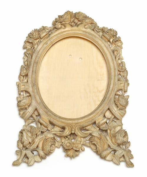 Appraisal: A French carved ivory small frame backing broken with parts