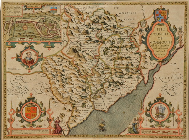 Appraisal: WILLIAM HOLE AFTER CHRISTOPHER SAXTONA map Monmouthshire double page engraving