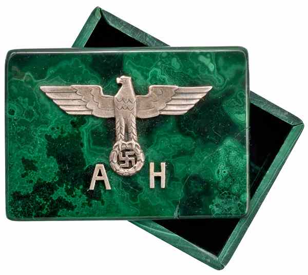 Appraisal: German WWII Adolf Hitler Cuff Link Box This green malicite