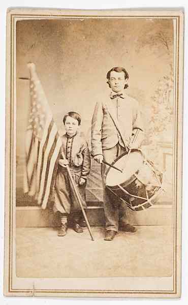 Appraisal: Civil War - CDV Patriotic CDV of Two Young Brothers