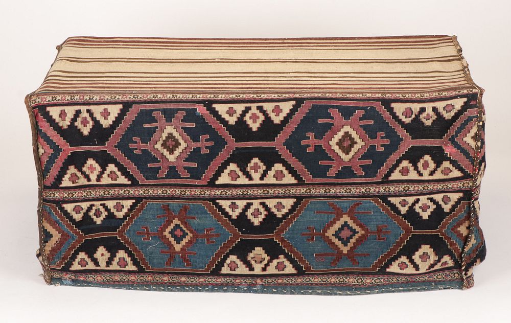 Appraisal: Antique Shah-Sevan Kilim Cargo Bag Besik Mafrash Kilim bedding bag