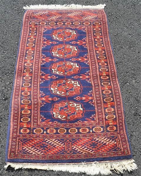 Appraisal: Vintage Geometric Patt Oriental Small Runner Vintage Geometric Pattern Oriental