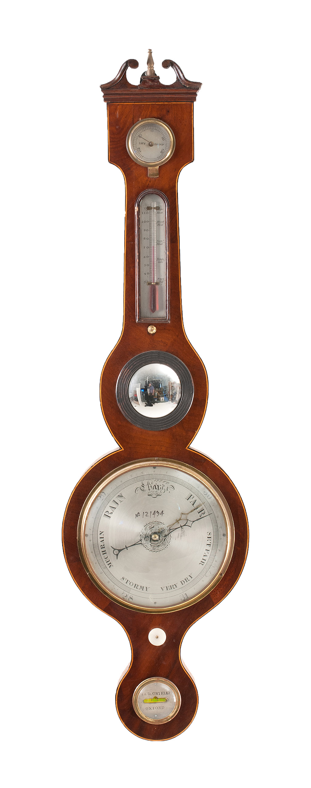 Appraisal: WHEEL-TYPE BAROMETER th CenturyBy A D Ortelli of Oxford With