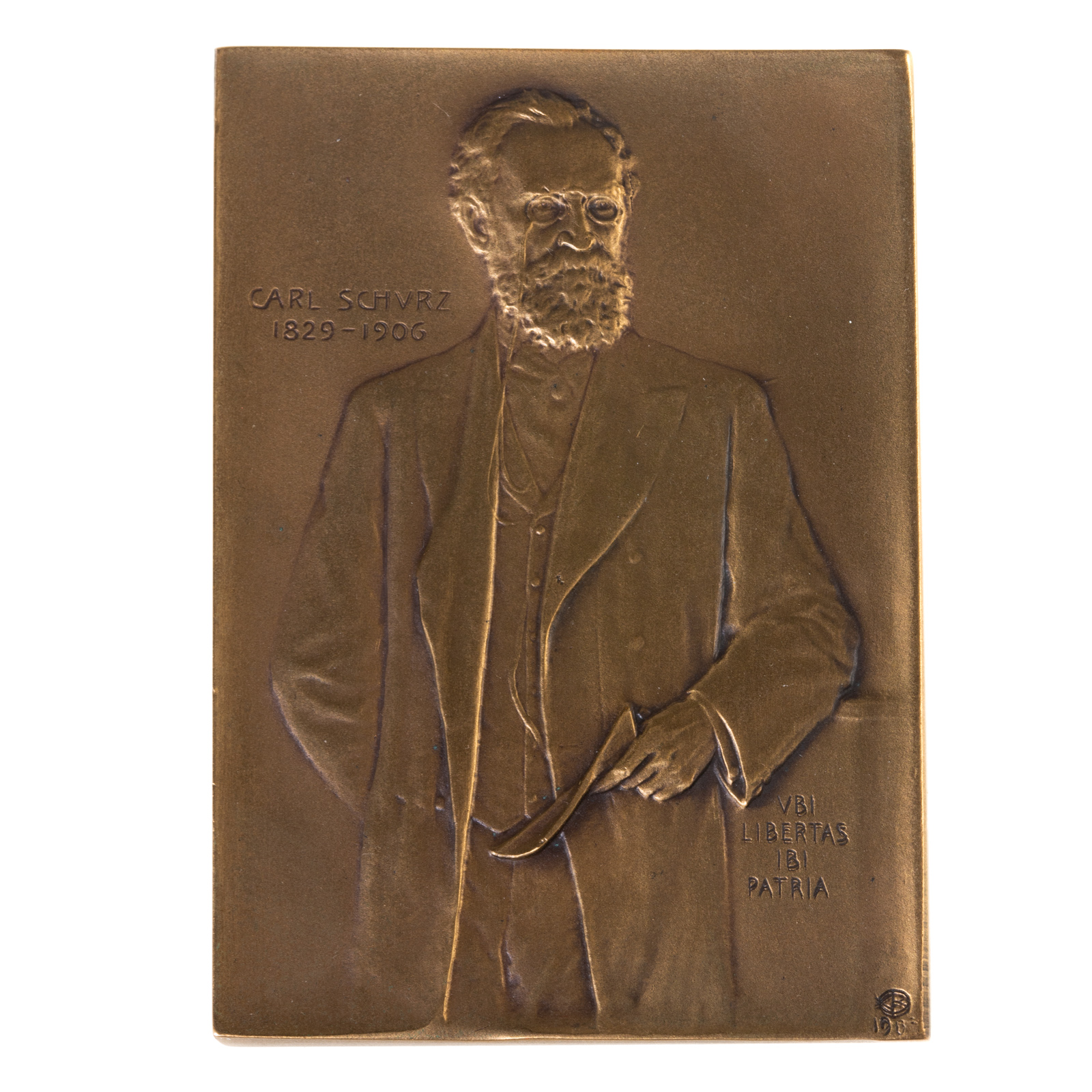 Appraisal: CARL SCHURZ PLAQUETTE This bronze plaquette features the German immigrant