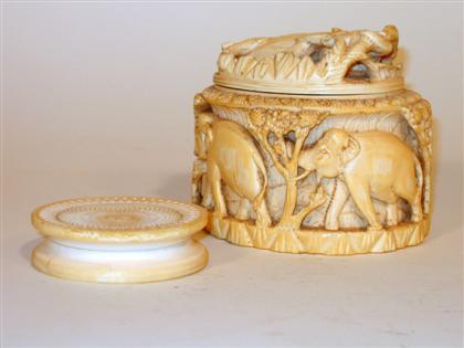 Appraisal: Chinese elephant ivory export covered box and paste box th