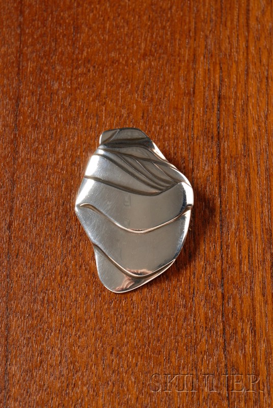 Appraisal: Georg Jensen Brooch Sterling silver Ole Kortzau Denmark Abstract shape