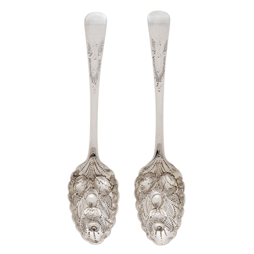 Appraisal: A pair of George III silver tablespoons later chased as