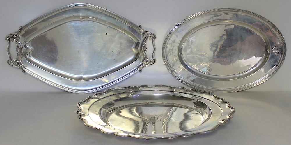 Appraisal: STERLING Grouping of Large Serving Trays Includes a William B