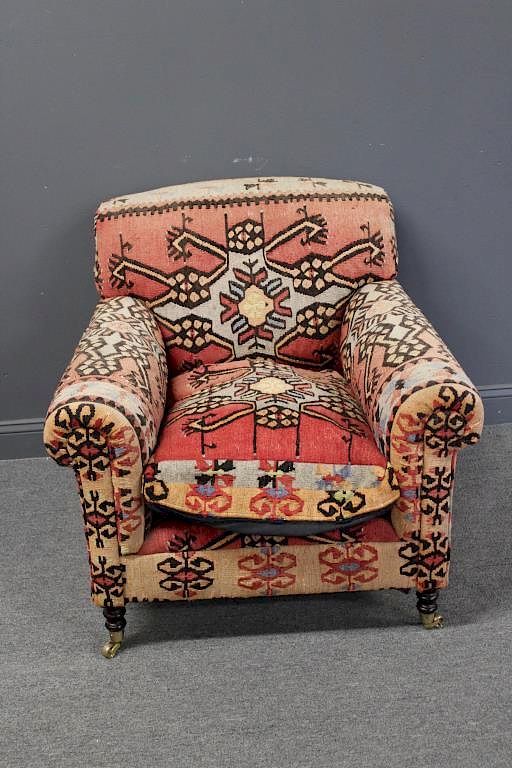 Appraisal: George Smith Signed Upholstered Club Chair From a Yonkers NY