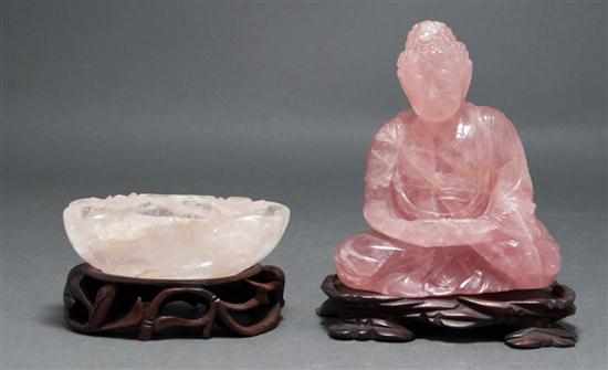 Appraisal: Rose quartz seated Buddha figure and a Chinese carved rose