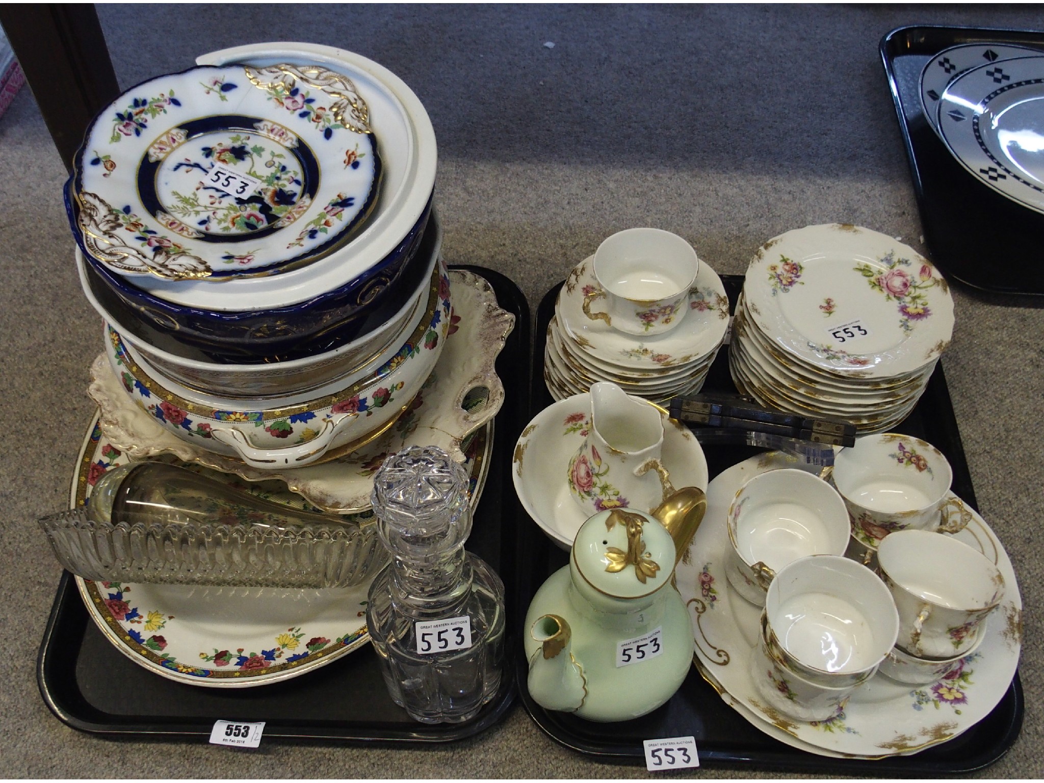 Appraisal: Limoges teaset assorted pottery bowls and platters glass decanter etc