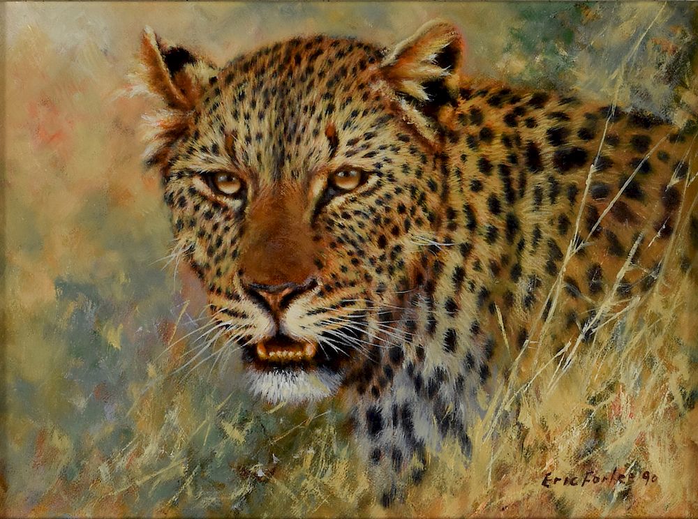 Appraisal: Eric Forlee Cheetah Painting Oil on Canvas Eric Forlee b