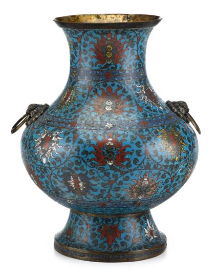 Appraisal: Large Chinese gilt copper and cloisonne vase th century