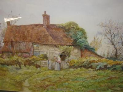 Appraisal: ATTRIBUTED TO STANLEY ROY BADMIN Mother Children before a Cottage