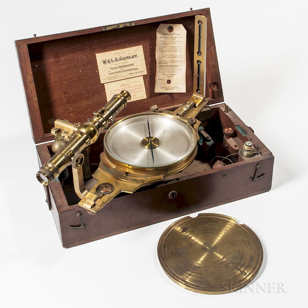 Appraisal: W L E Gurley Vernier Compass with Sighting Scope W