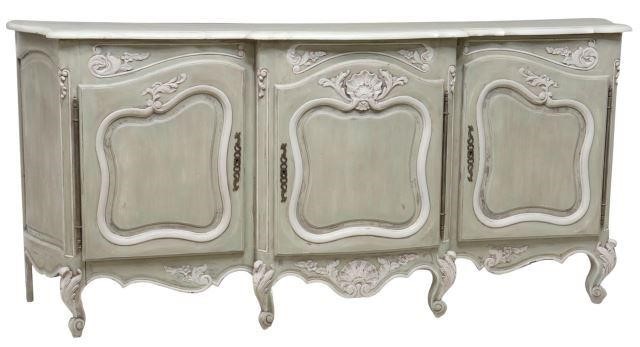 Appraisal: French Provincial Louis XV style painted sideboard th c shaped