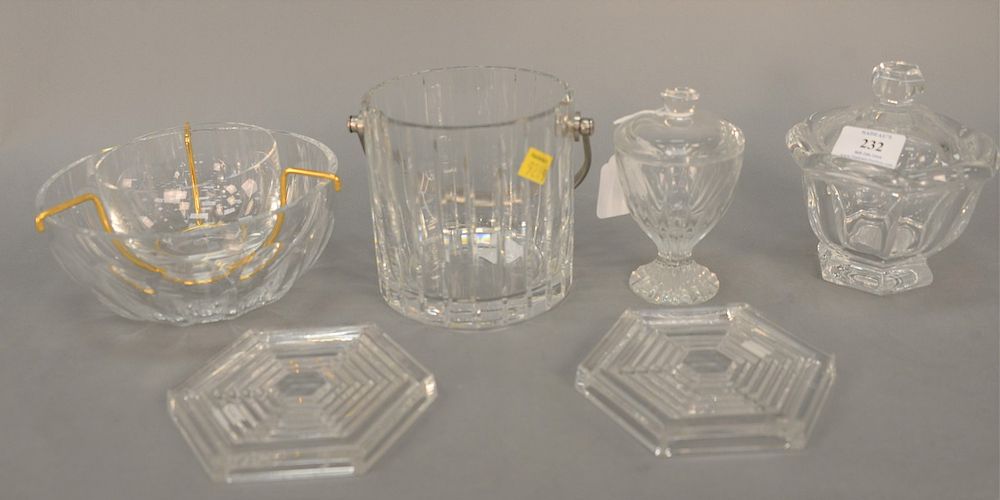 Appraisal: Group of six Baccarat crystal pieces to include a mustard