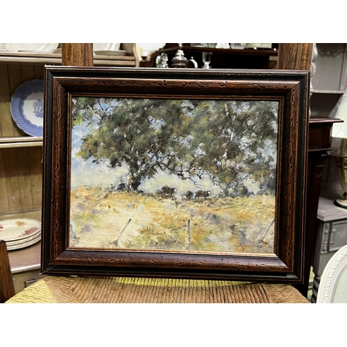 Appraisal: William Nicholas Rowell - Australia untitled landscape with cattle oil