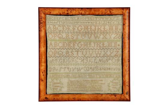 Appraisal: KENTUCKY SAMPLER Elizabeth Keenan Breckenridge County silk on linen Rows