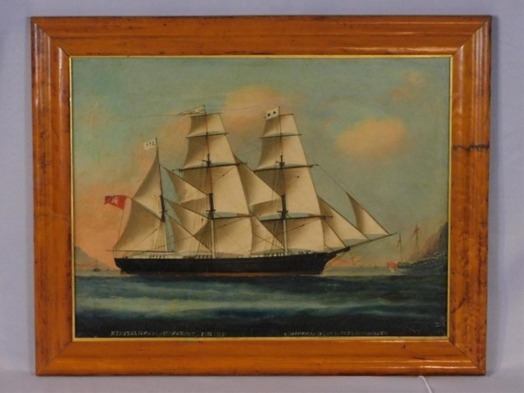 Appraisal: CHINA TRADE PAINTING JACOB LEVY ENTERING HONGKong Oil painting on