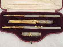 Appraisal: A fine hardstone writing set mounted with silver gilt designed