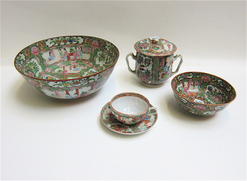 Appraisal: CHINESE ROSE CANTON TABLEWARE consisting of one diameter bowl one