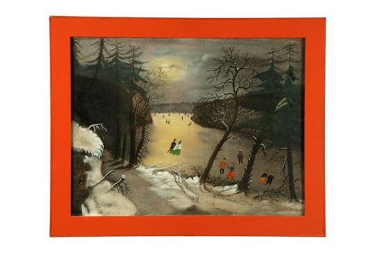 Appraisal: WINTER SCENE WITH ICE SKATERS AMERICAN SCHOOL LATE TH CENTURY