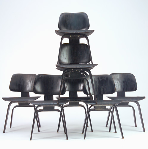 Appraisal: CHARLES EAMES EVANS Early set of eight DCW chairs in