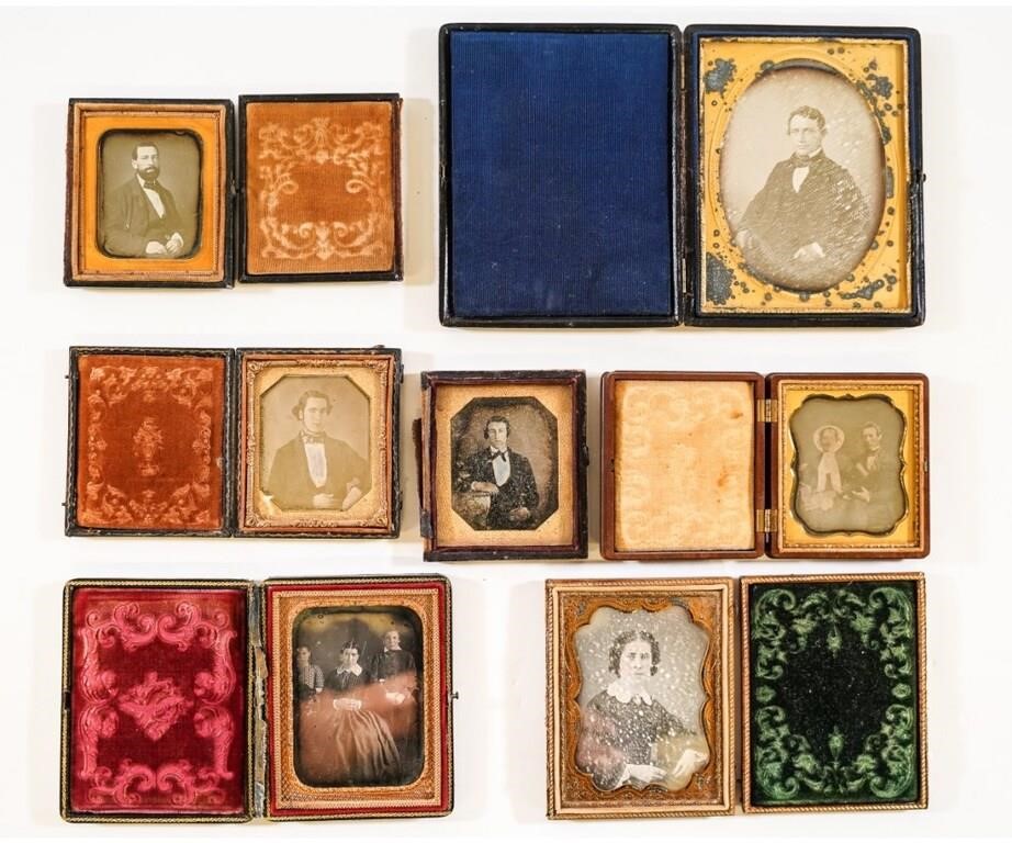 Appraisal: Seven vintage daguerreotypes th c one in a gutta percha