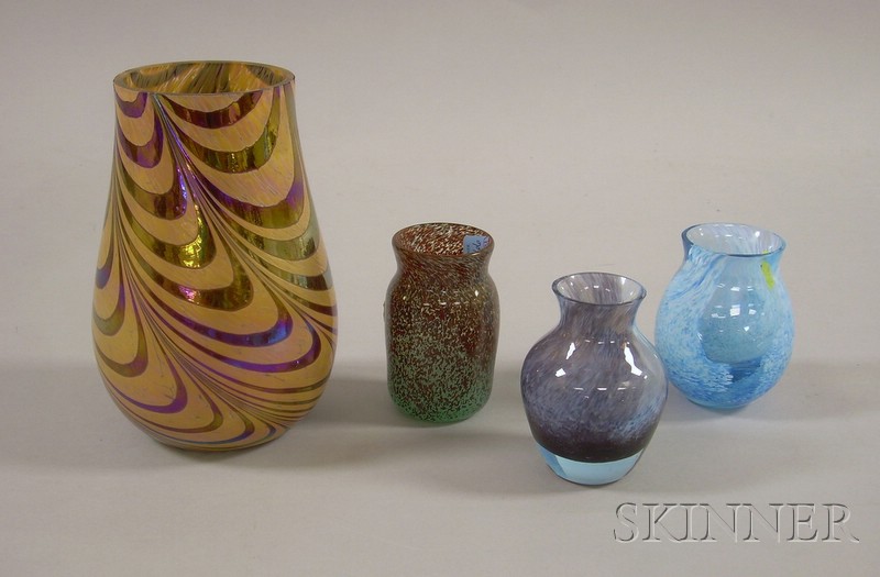 Appraisal: Two Signed and Two Unsigned Art Glass Vases a tan