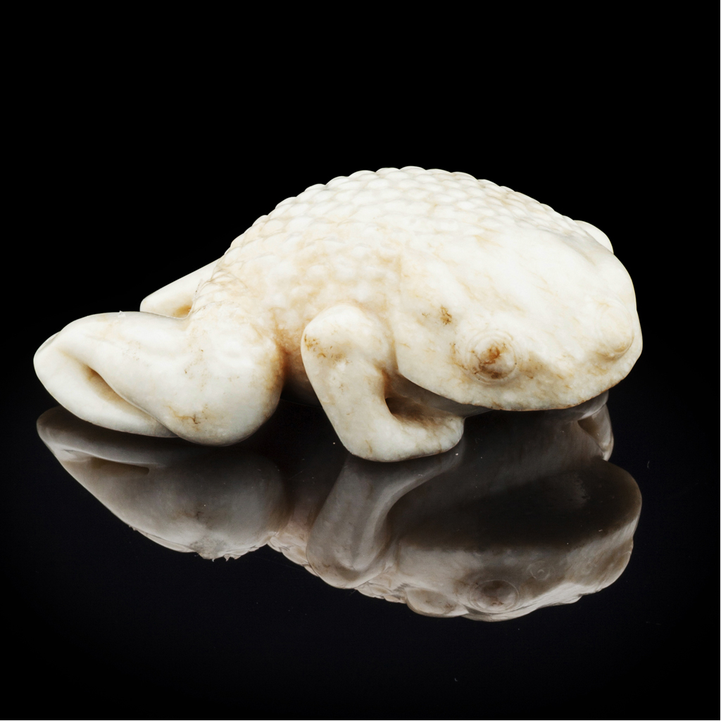 Appraisal: WHITE CHICKEN SKIN JADE CARVING OF A TOAD QING DYNASTY