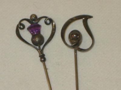 Appraisal: TWO CHARLES HORNER HAT PINS one modelled as a thistle