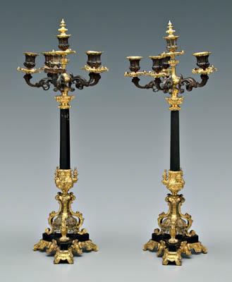 Appraisal: Pair classical bronze dor eacute candelabra each with six arms