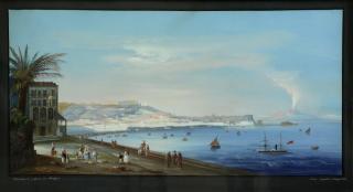 Appraisal: Neapolitan School Gouache on Paper Panorama di Napoli da Posilipo