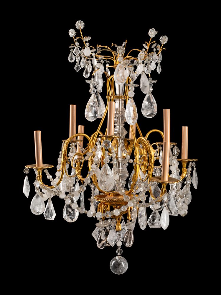 Appraisal: A Continental Gilt Metal and Rock Crystal Chandelier A Continental