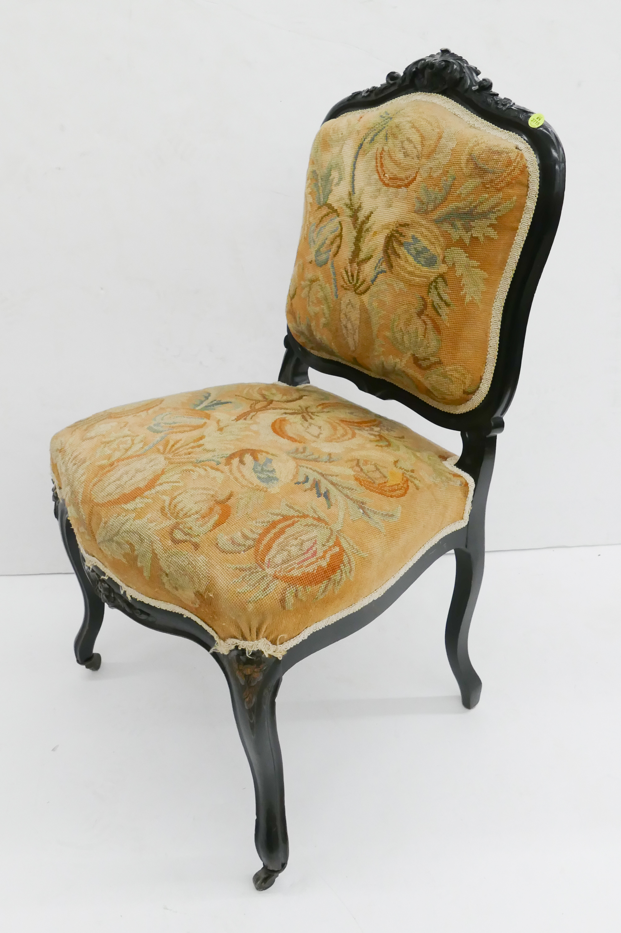 Appraisal: Antique French Needlework Covered Side Chair- x x ''