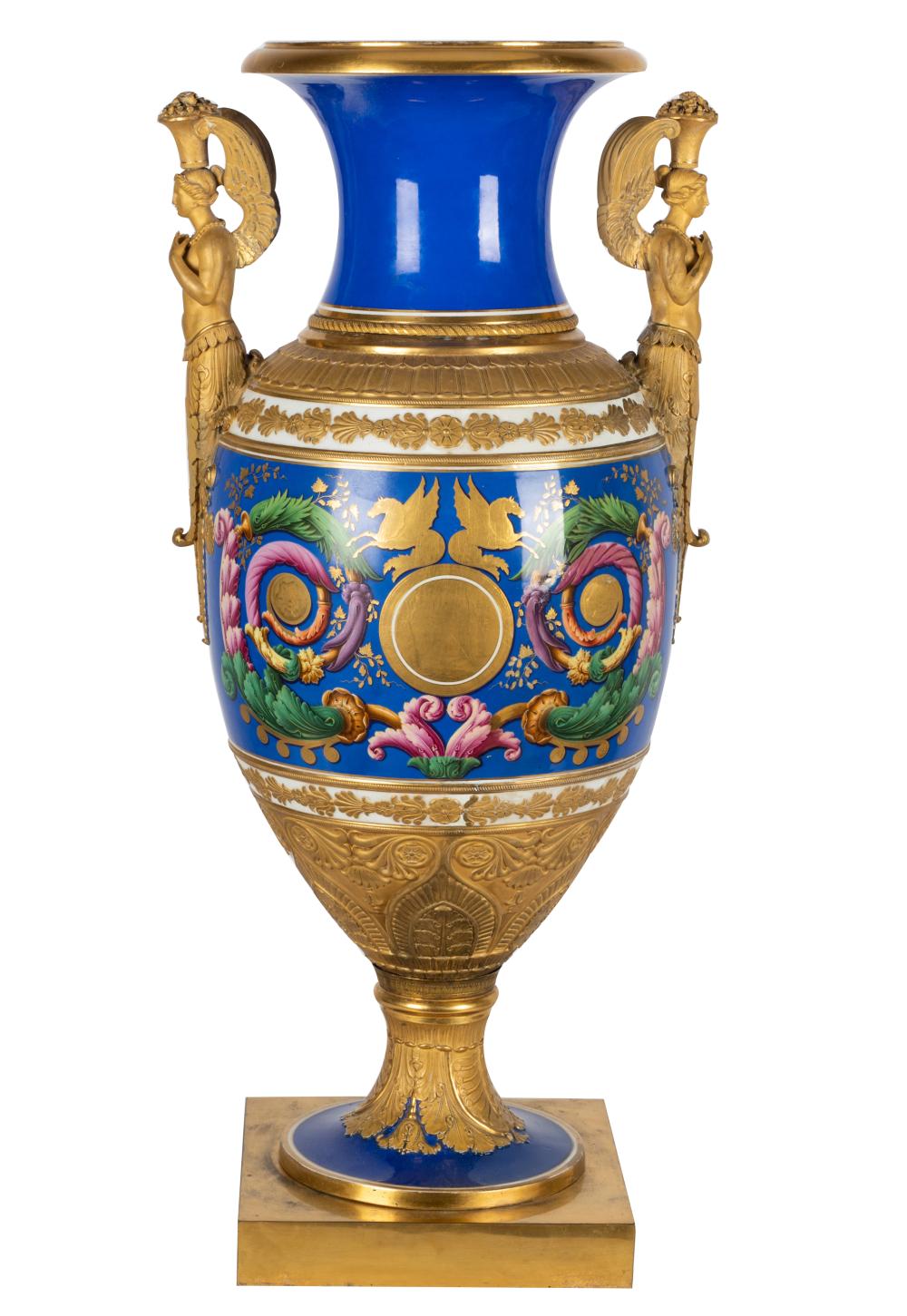 Appraisal: LARGE RUSSIAN IMPERIAL PORCELAIN FACTORY URNno marks visible the oviform