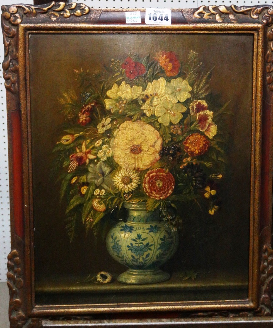 Appraisal: Teter van Esen th century Floral still life oil on