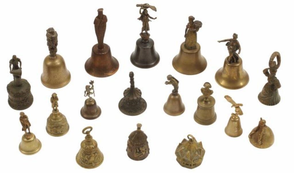 Appraisal: lot of Bronze bells largest approx h diam lbs total