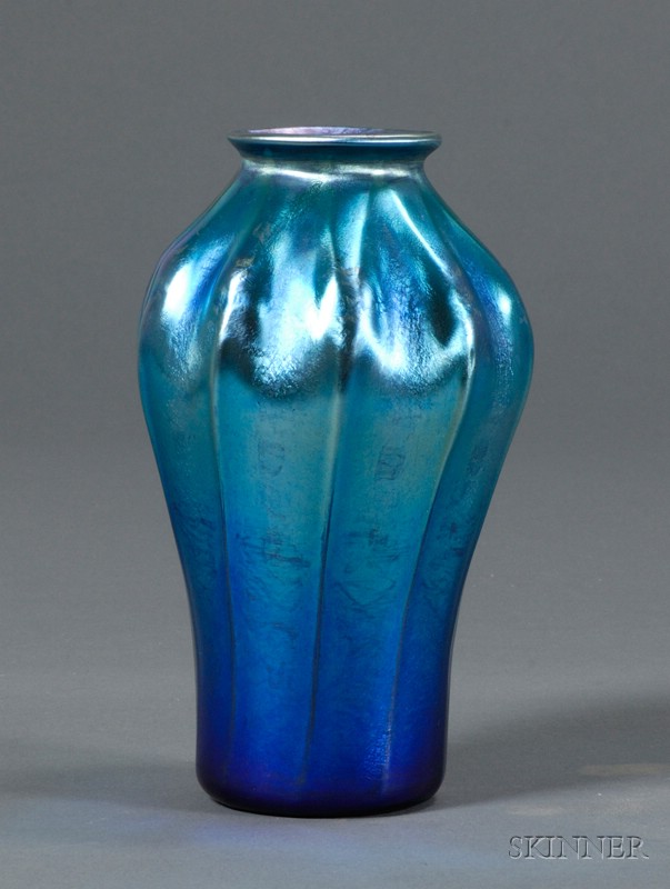 Appraisal: Tiffany Favrile Vase Glass New York early th century Blue