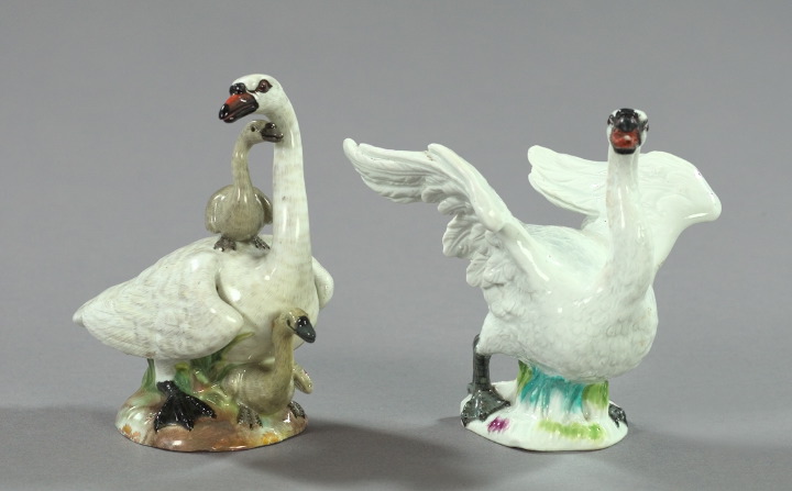 Appraisal: Attractive Pair of Meissen Figures of a Swan Family depicting