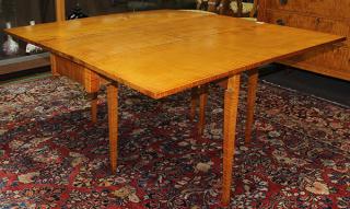 Appraisal: Hepplewhite tiger maple drop leaf table circa having a square