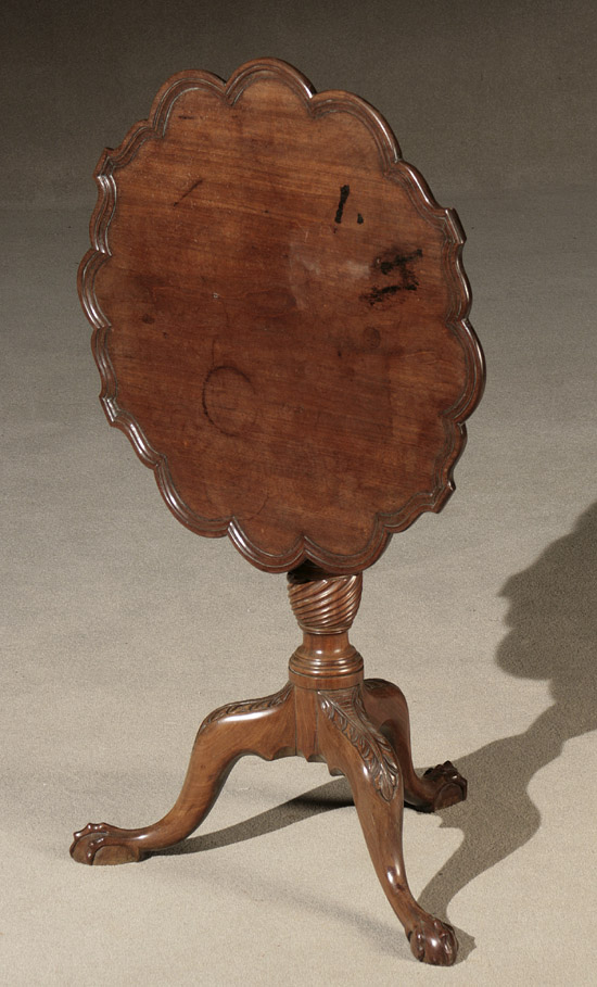 Appraisal: George III Style Mahogany Pie-Crust Tilt-Top Tripod Tea Table Late