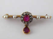 Appraisal: A Victorian carat gold ruby rose cut diamond and pearl