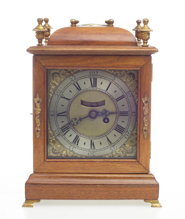 Appraisal: ATTRACTIVE LATE th CENTURY STYLE MAHOGANY BRACKET TIMEPIECE with shallow