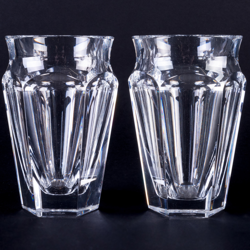 Appraisal: Pair of Small Baccarat Glass Vases Acid stamp x in