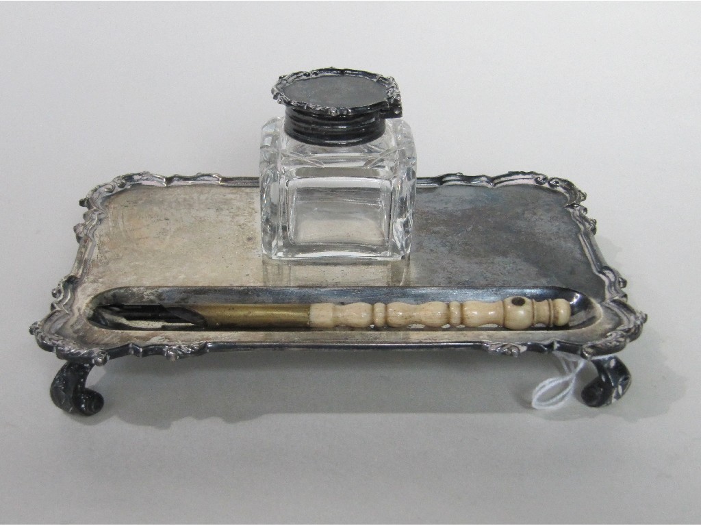 Appraisal: Silver inkwell London