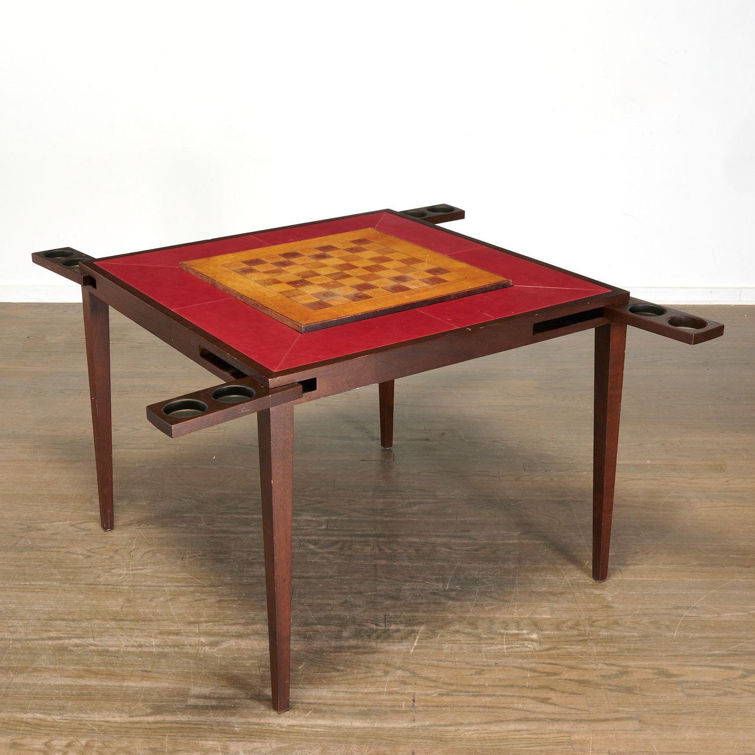 Appraisal: MATTALIANO FRANK GAME TABLE th c inset oxblood red leather