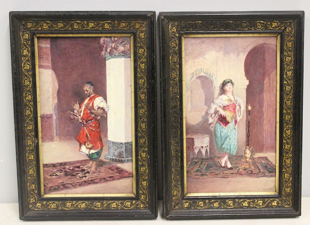 Appraisal: Framed Antique Orientalist Decorated Porcelain Plaques From a Scarsdale estate