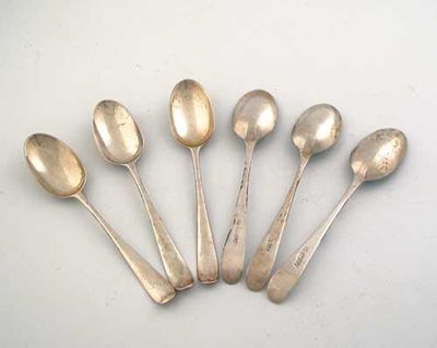 Appraisal: A set of Six George III teaspoons by Hester Bateman